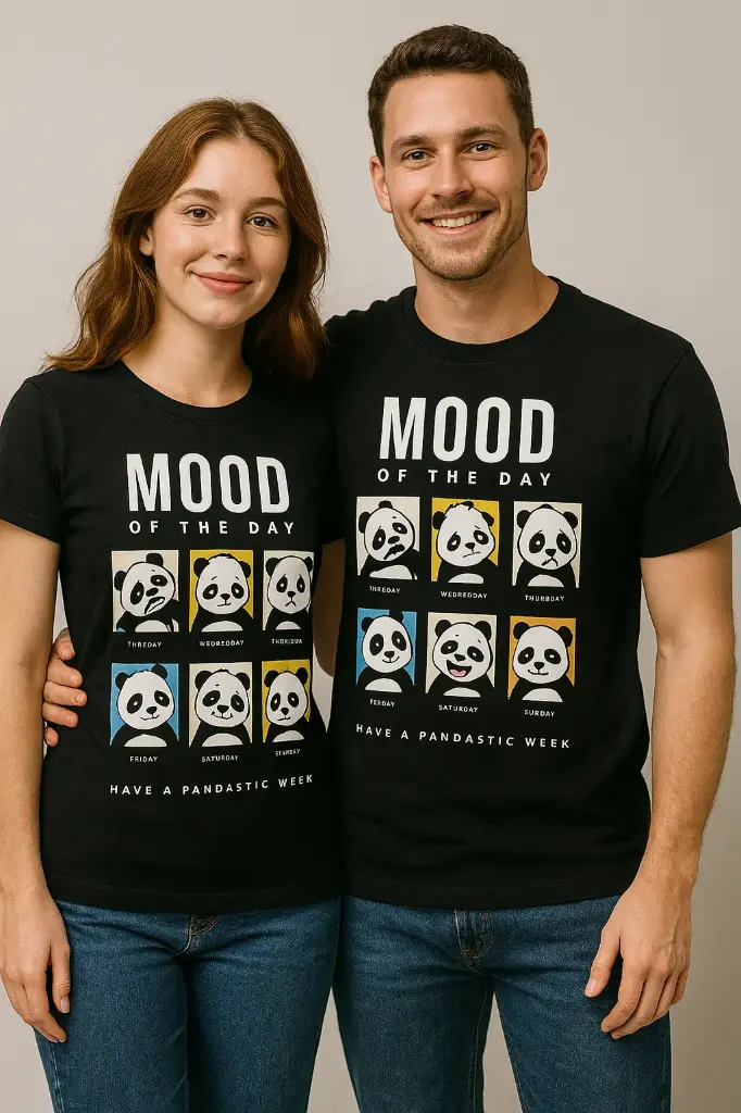 Custom Print T-Shirt Black/White - Unisex (Mood of the Day)