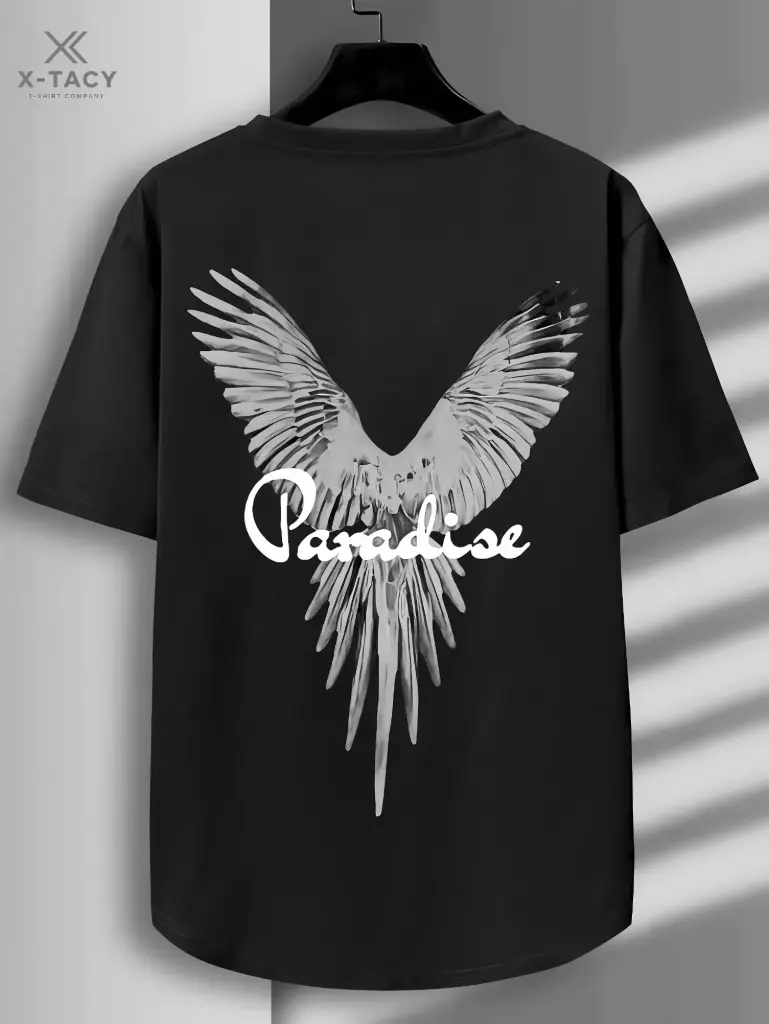 Custom Print T-Shirt Black -( Paradise - BW )