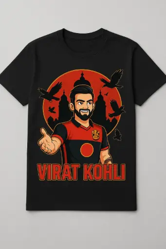 Custom Print T-Shirt Black ( Virat-RCB)