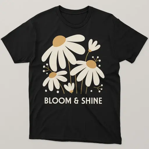 Custom Print T-Shirt Black/Red/White - Women ( Bloom & Shine )