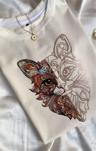 Custom Print T-Shirt-White Premium Cotton- Women (Trans Psy-Cat)