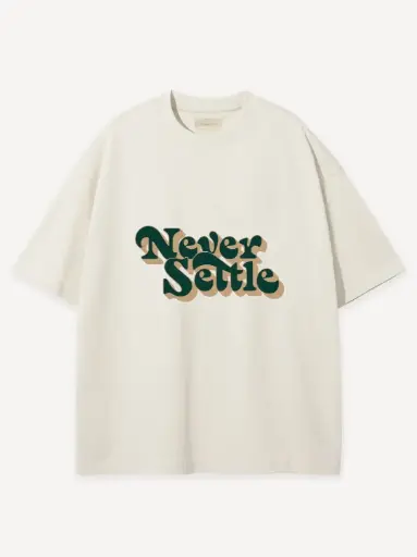 Custom Print T-Shirt White ( Never Settle)