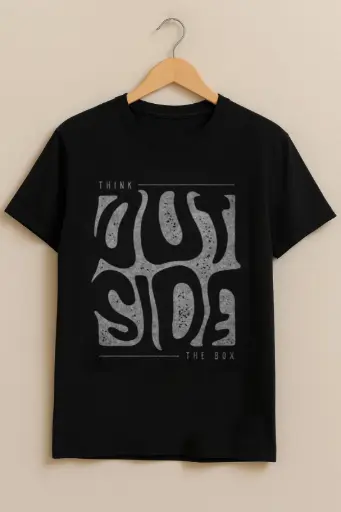 Custom Print T-Shirt Black- Women (Think Outside the Box )