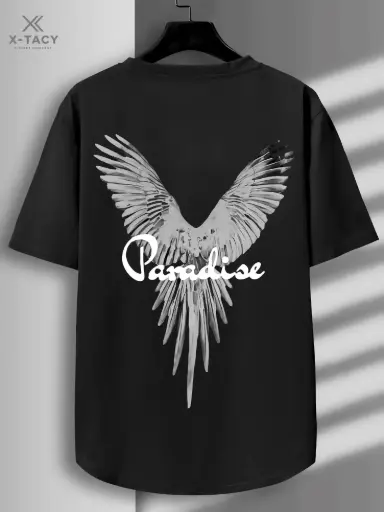 Custom Print T-Shirt Black -( Paradise - BW )