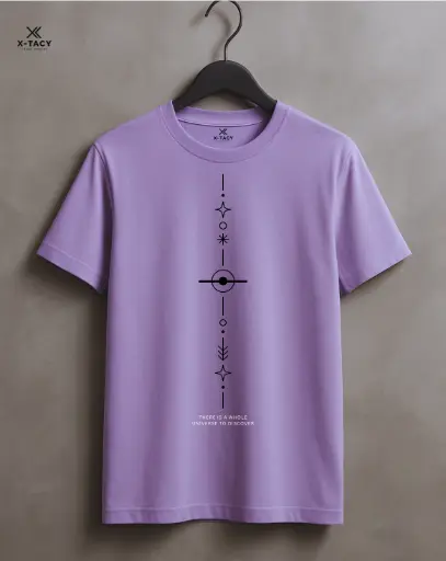 Custom Print T-Shirt- Lavender -( Explore Universe Sign )